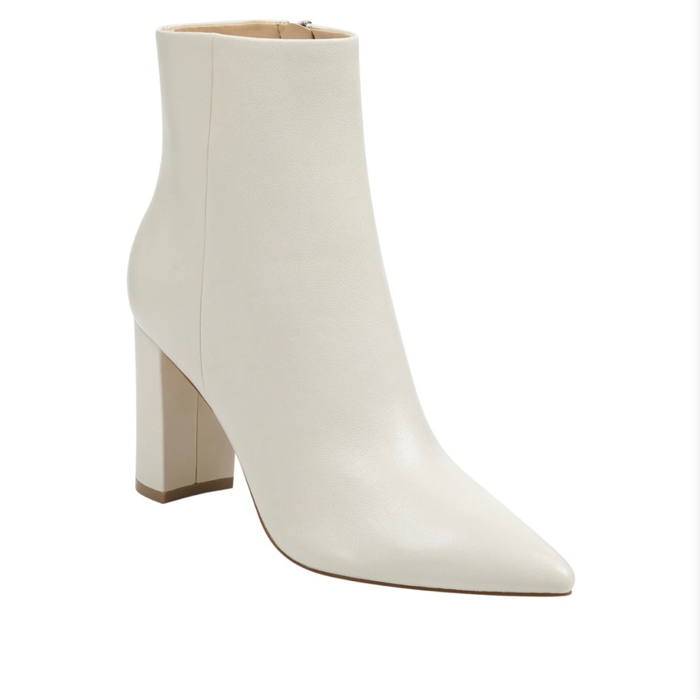 Marc Fisher Women’s Ulani Pointed Toe High Heel Booties Ivory Leather US 7.5